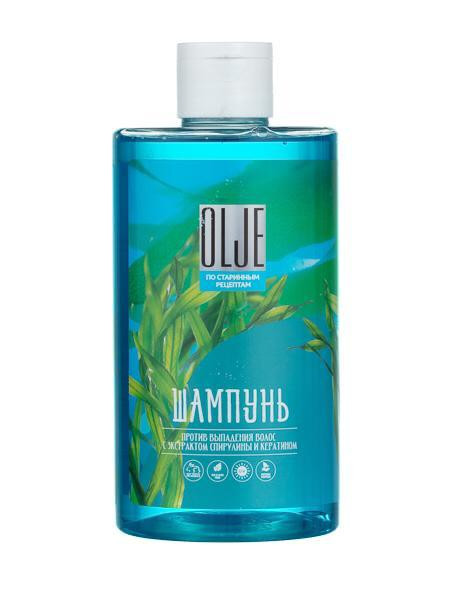 OLJE Натуральный шампунь против выпадения волос с экстрактом концентрата спирулины и кератина 450 мл в Калининграде